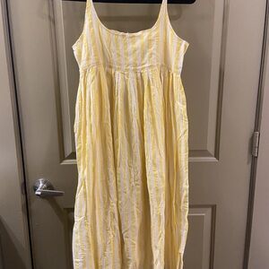 Injiri Yellow Striped Midi Dress Sz 36 (item A13)